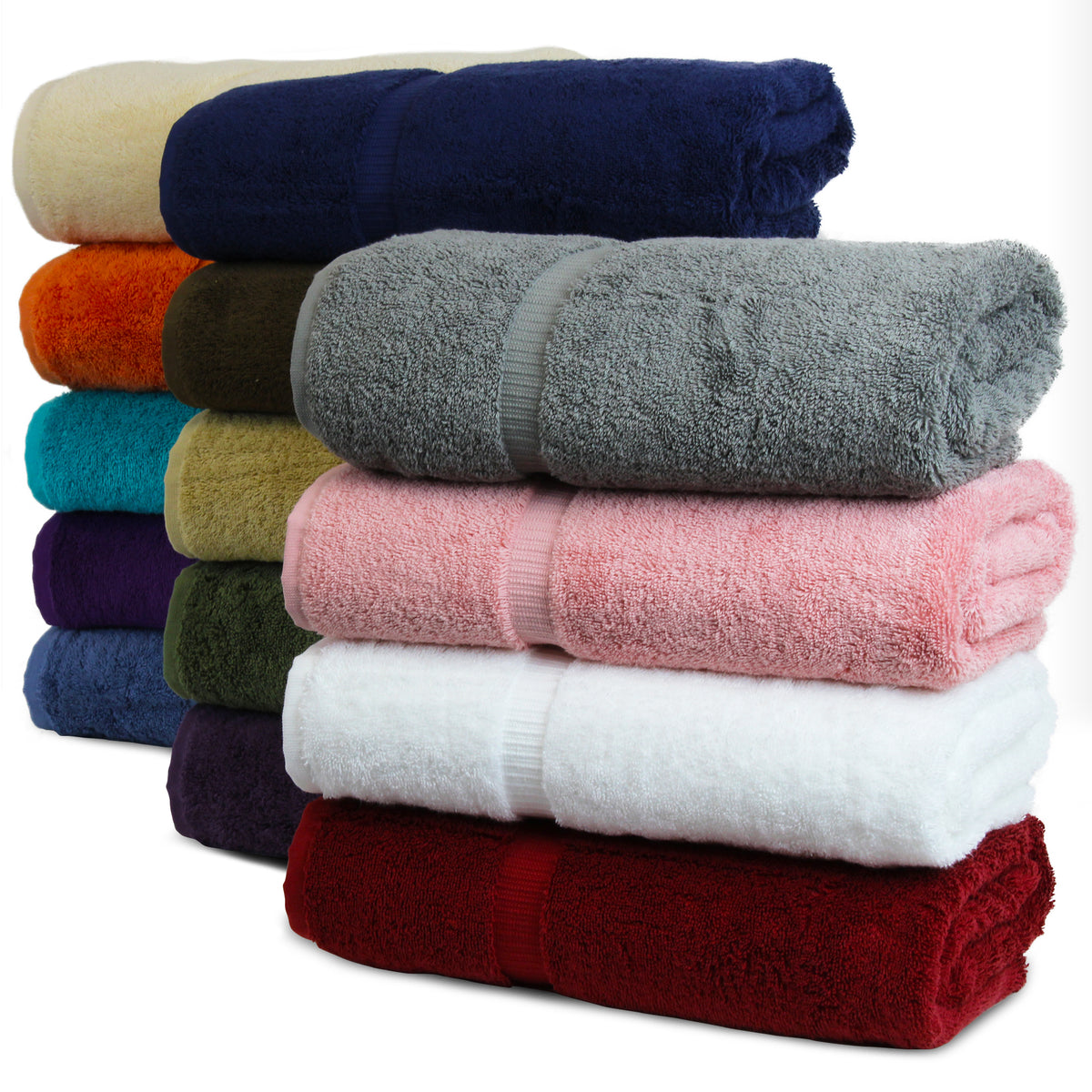 Bare Cotton Luxury Hotel & Spa Towel 100% Genuine Turkish Cotton Bath Sheets - Gray - Dobby Border - Set of 2