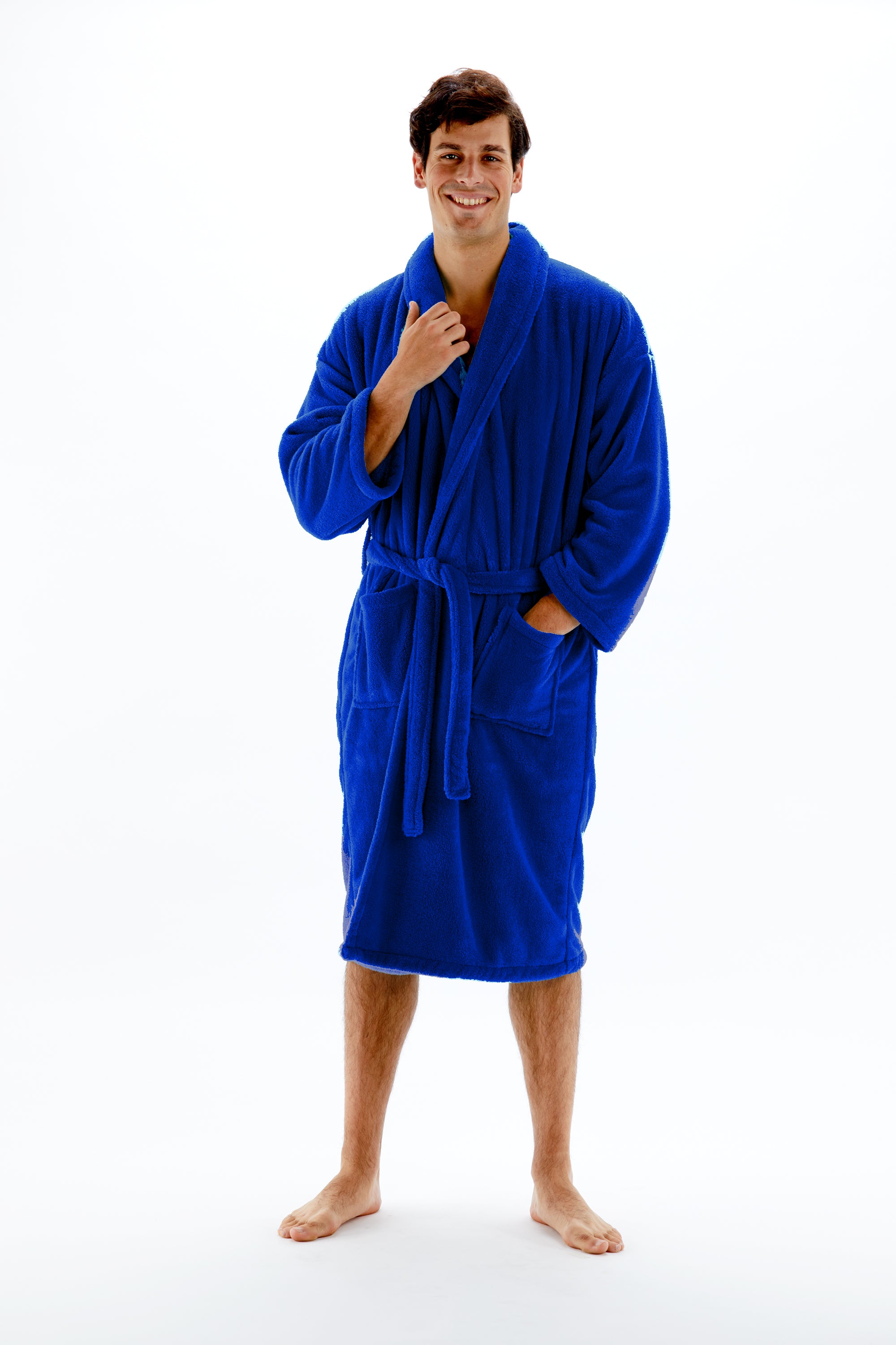 BC BARE COTTON Men's Shawl Robe Microfiber Plush Fleece Bathrobe