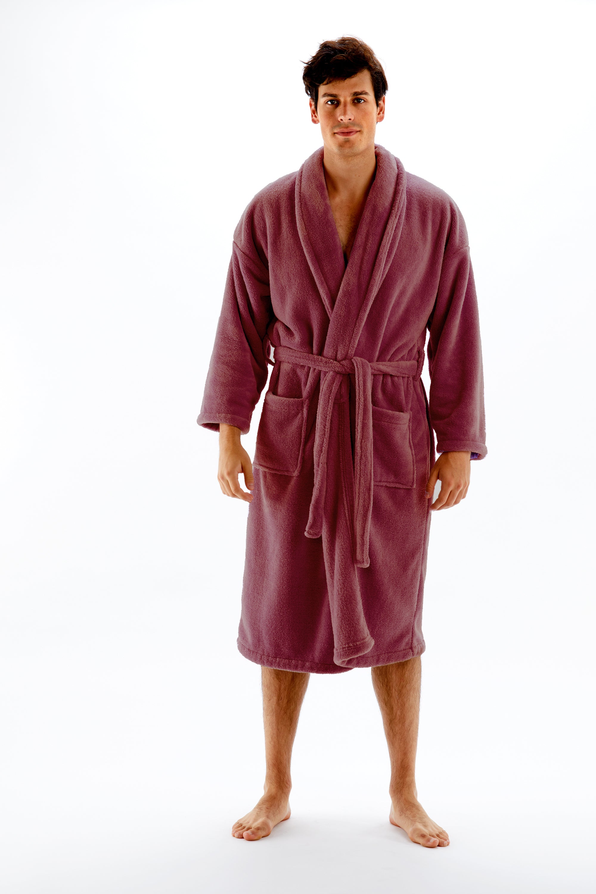 BC BARE COTTON Mens Shawl Robe Microfiber Plush Fleece Bathrobe