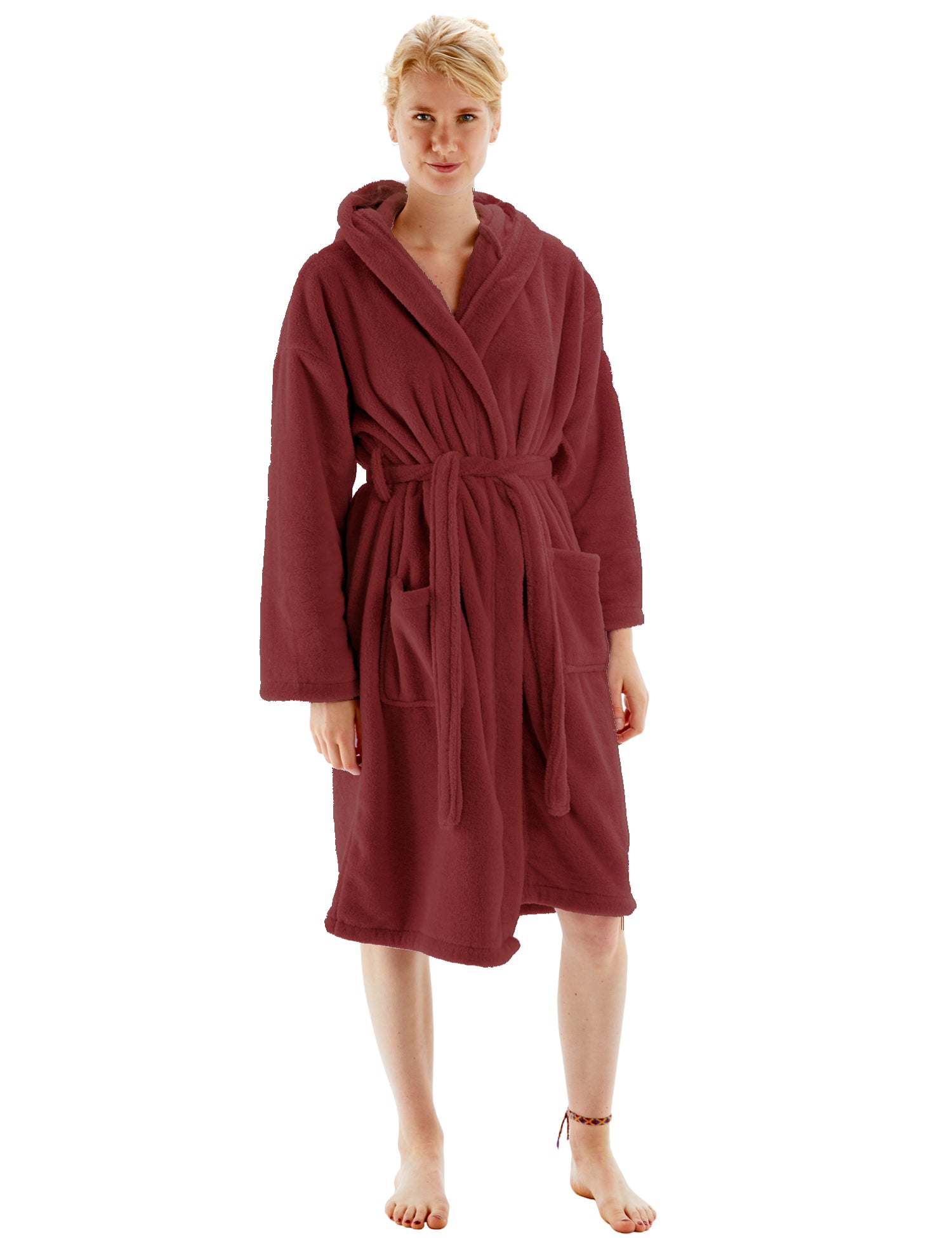 BC BARE COTTON Womens Hooded Robe Microfiber Plush Fleece Bathrobe