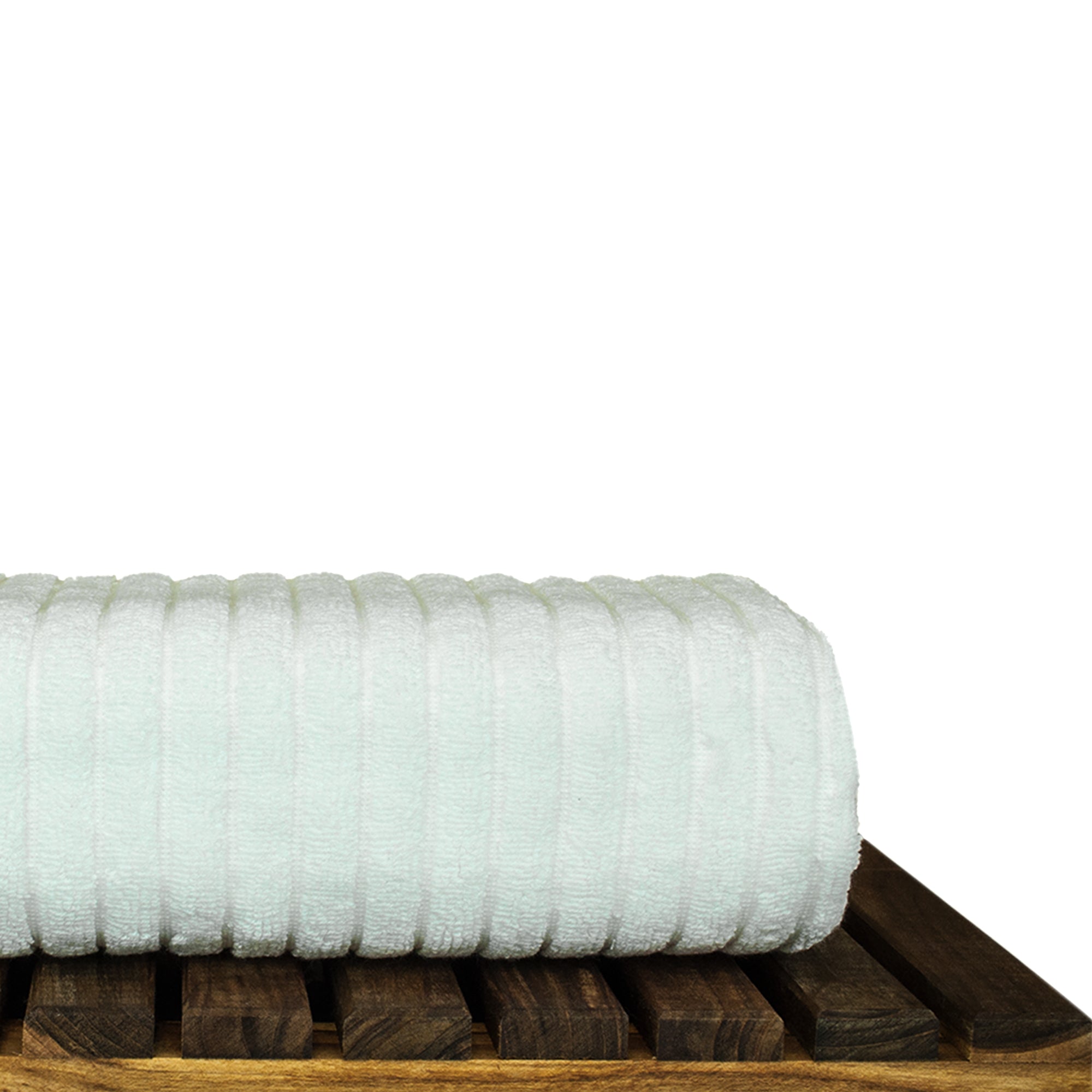 BC BARE COTTON Luxury Hotel & Spa 100% Natural Turkish Cotton Ribbed Channel Pattern Bath Towel (Set of 4), White