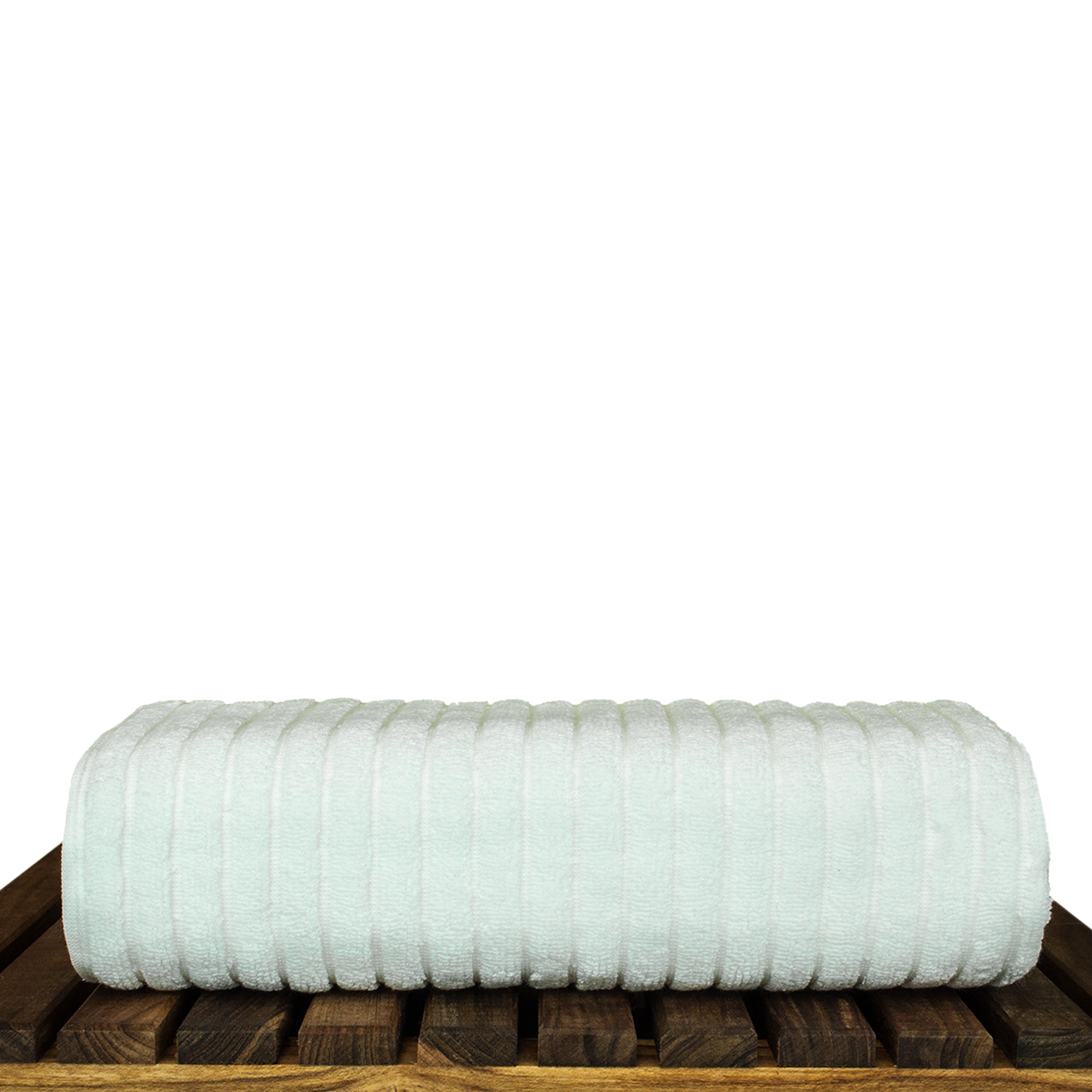 BC BARE COTTON Luxury Hotel & Spa 100% Natural Turkish Cotton Ribbed Channel Pattern Bath Towel (Set of 4), White