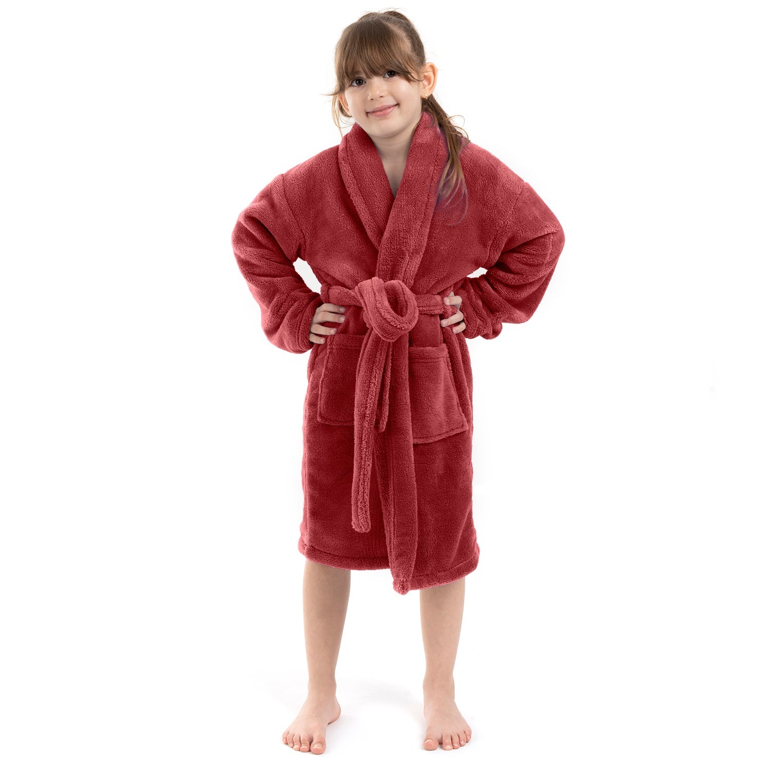 Girls Shawl Robe Microfiber Plush Fleece Bathrobe