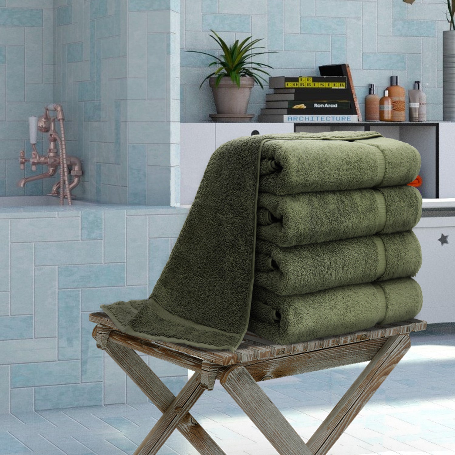 Grandeur Luxury Bath Towel Set of Two 30 x 58 Wasabi Green - Discontinued  Item