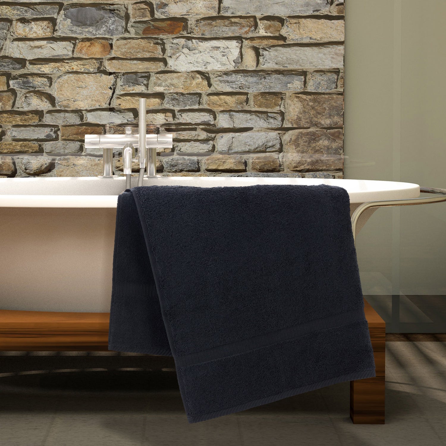 Bare Cotton Luxury Hotel & Spa Towel 100% Genuine Turkish Cotton Bath Sheets - Gray - Dobby Border - Set of 2
